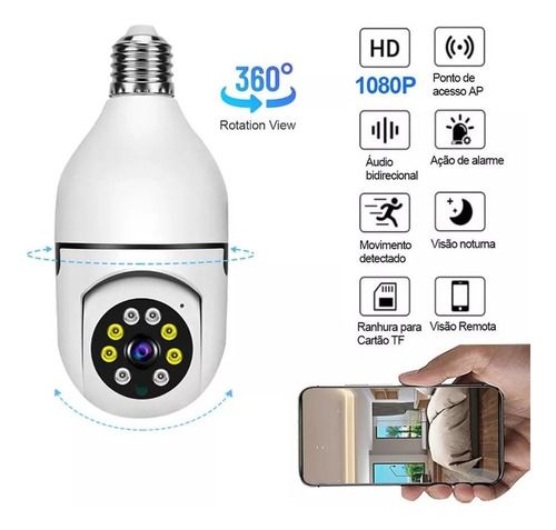 E27 PTZ Bulb WiFi Waterproof 360° Wireless Security Camera