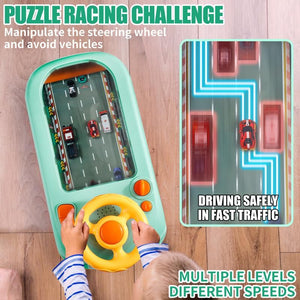 Children’s Racing Car Adventure Steering Wheel Electric Desktop Game Avoid Simulated Driving Educational Toys