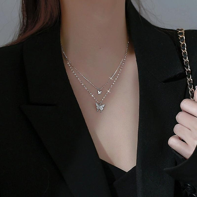 Double layer Butterfly Necklace