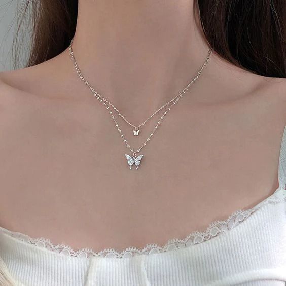 Double layer Butterfly Necklace