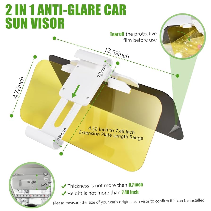 Imported Quality 2 in 1 Car Day Night Anti Glare Mirror(Protect Your Life From Accident)