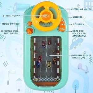 Children’s Racing Car Adventure Steering Wheel Electric Desktop Game Avoid Simulated Driving Educational Toys