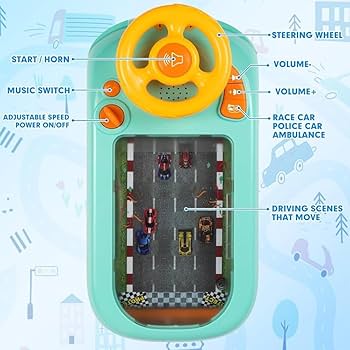 Children’s Racing Car Adventure Steering Wheel Electric Desktop Game Avoid Simulated Driving Educational Toys