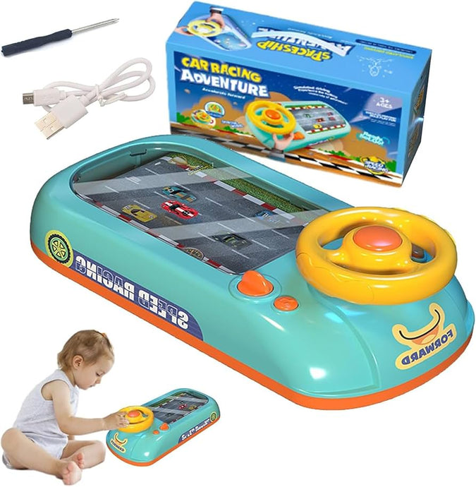 Children’s Racing Car Adventure Steering Wheel Electric Desktop Game Avoid Simulated Driving Educational Toys
