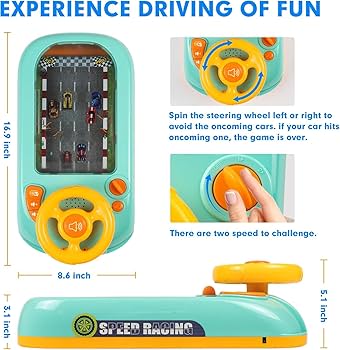 Children’s Racing Car Adventure Steering Wheel Electric Desktop Game Avoid Simulated Driving Educational Toys