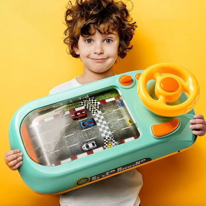 Children’s Racing Car Adventure Steering Wheel Electric Desktop Game Avoid Simulated Driving Educational Toys