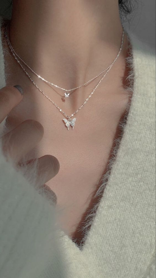 Double layer Butterfly Necklace