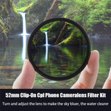 52mm Clip-on CPL Phone Camera Lens Filter Kit (High Quality)