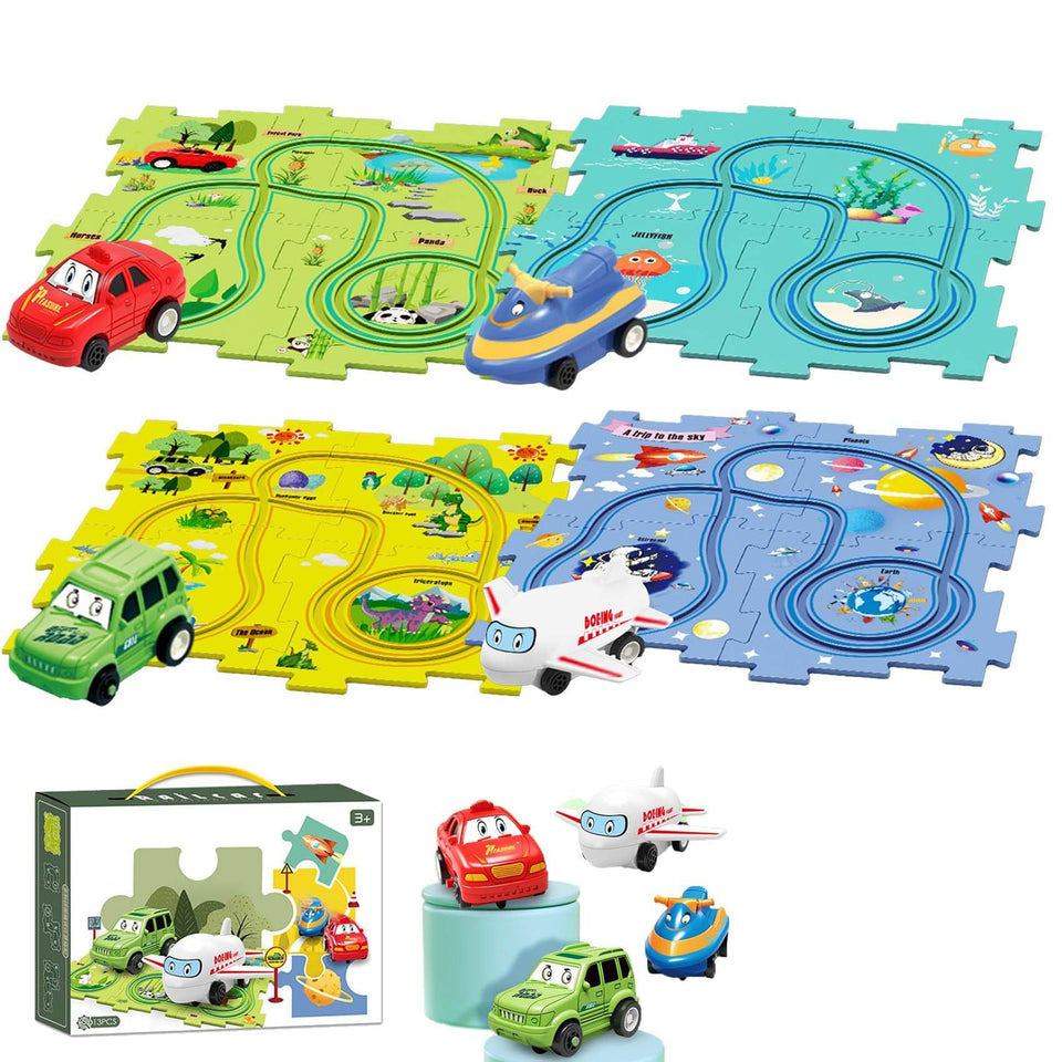 15 Pcs Car Track Puzzle for Kids – Build, Play & Learn (Educational Toy)