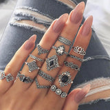 Stylish 15 pcs rings set for girls (Rings Size 15mm to 18mm)