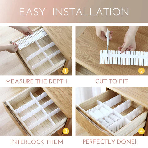8 PCS ADJUSTABLE DRAWER ORGANIZER