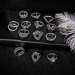 Stylish 15 pcs rings set for girls (Rings Size 15mm to 18mm)
