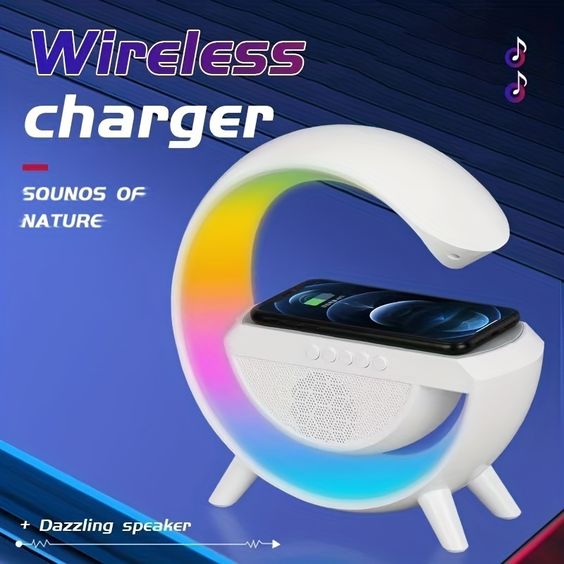 G" SHAPED SPEAKER RGB LIGHT TABLE LAMP WITH WIRELESS CHARGER