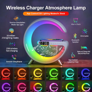 G" Shaped Speaker RGB Light Table Lamp With Wireless Charger