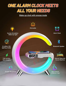 G" Shaped Speaker RGB Light Table Lamp With Wireless Charger