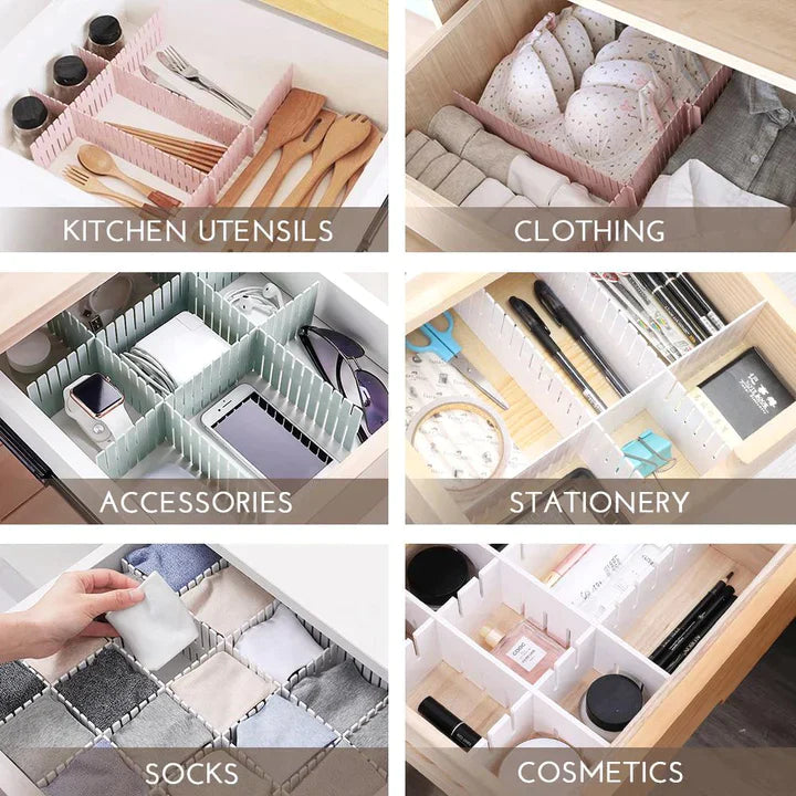 8 PCS ADJUSTABLE DRAWER ORGANIZER