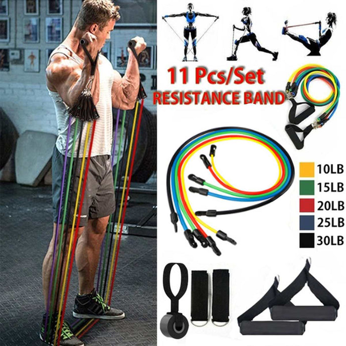 11 PCS Latex Resistance Band Set