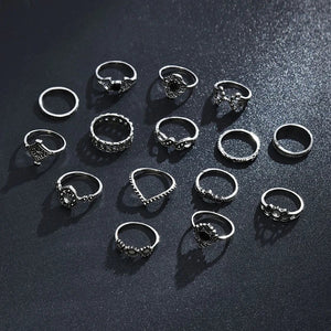Stylish 15 pcs rings set for girls (Rings Size 15mm to 18mm)