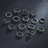 Stylish 15 pcs rings set for girls (Rings Size 15mm to 18mm)
