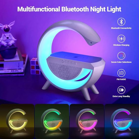 G" SHAPED SPEAKER RGB LIGHT TABLE LAMP WITH WIRELESS CHARGER