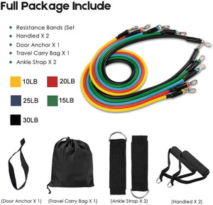 11 PCS Latex Resistance Band Set
