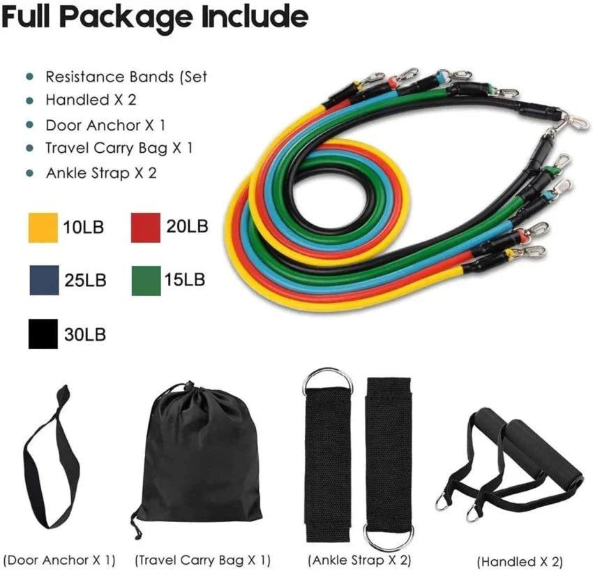 11 PCS Latex Resistance Band Set