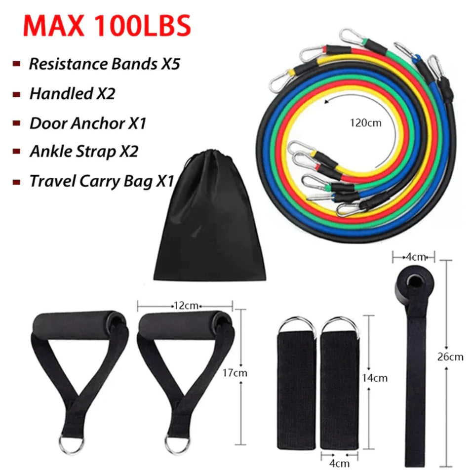 11 PCS Latex Resistance Band Set